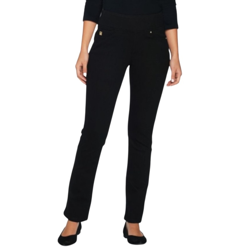 Belle by Kim Gravel Flexibelle Pull On Jeans Black Straight Leg Women’s Size 6